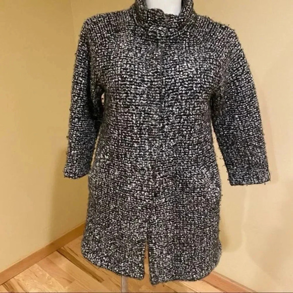 Cynthia Rowley Salt and Pepper Boucle 
Wool Blend Car Coat -1X- - Picture 5 of 8